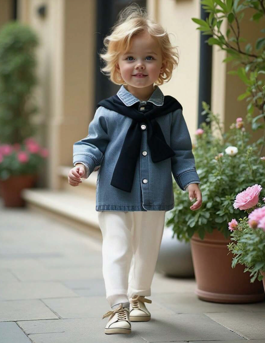 Set Pantalon blaco, camisa mezclilla