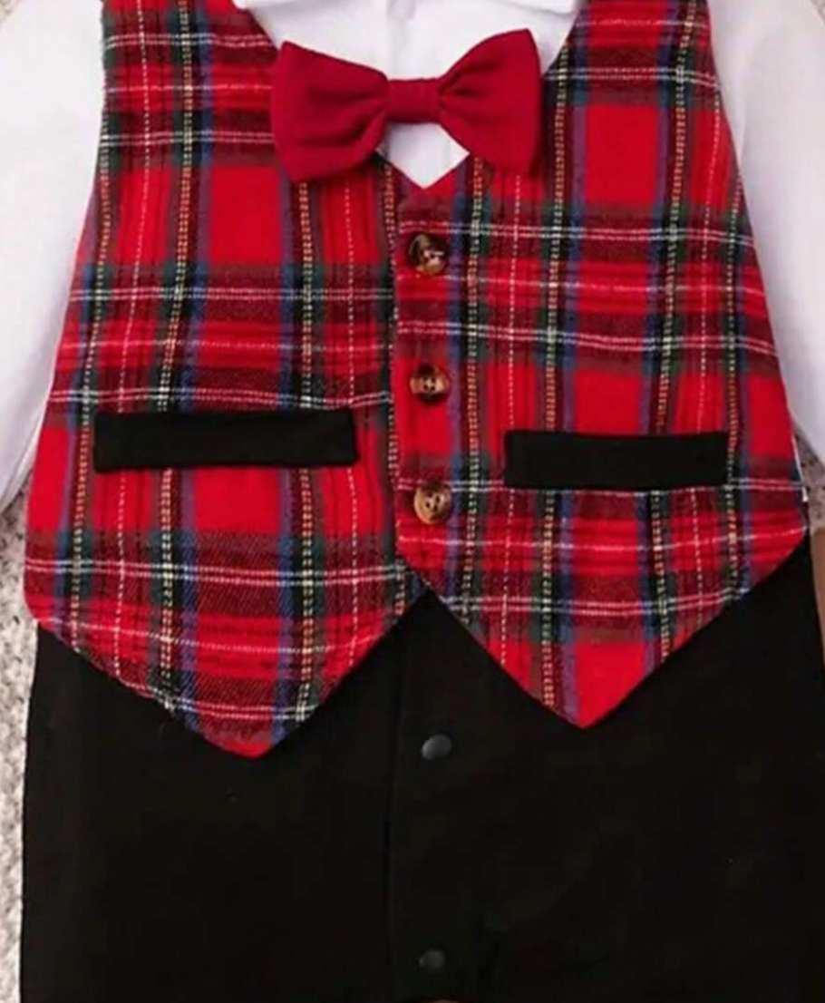 Set pantalón negro, saco de cuadros