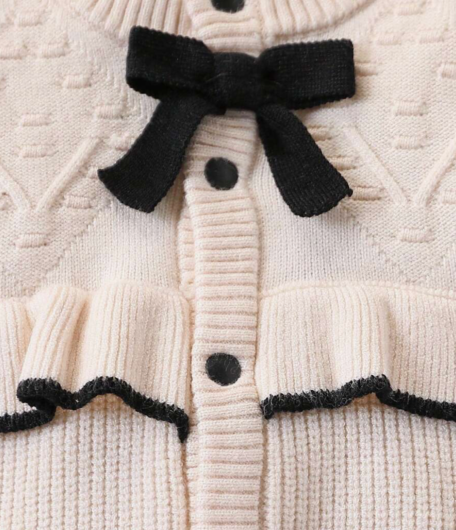 Set 2 piezas blanco, lazo negro